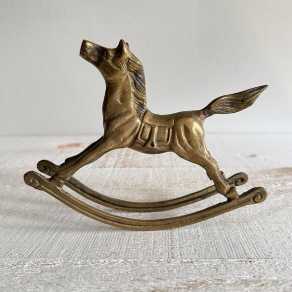 Vintage Solid Brass Rocking Horse Figurine - Picture 4 of 10